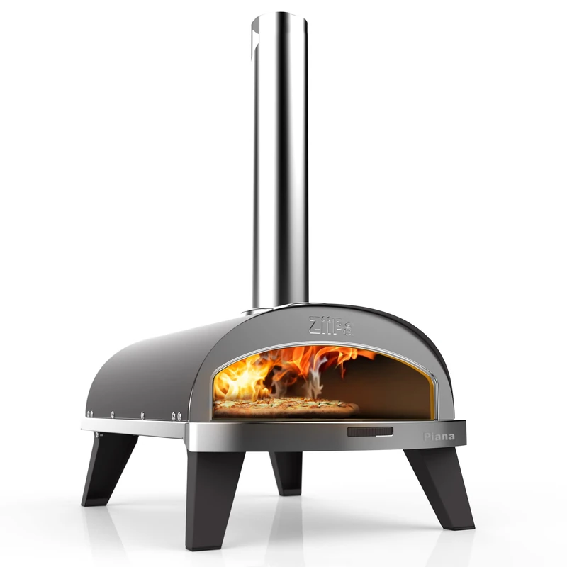 ZiiPa - Compact Outdoor Pizza Oven With Pellet Wood Fire, Turntable for 360° Cooking, Built-in Thermometer - Slate Color - Image 1