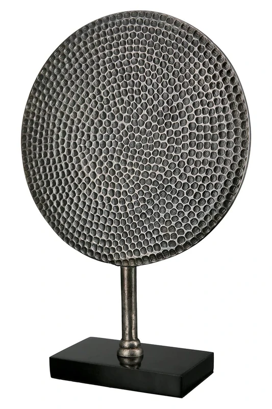 Casablanca modernes Design GILDE Decorative Object Sculpture Round Decorative Living Room Office Silver Aluminium on Marble Base Height 44.5 cm