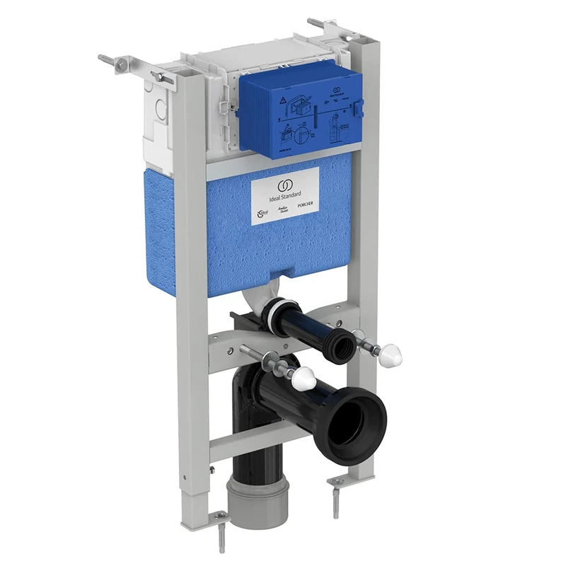 Ideal Standard ProSys Pneumatic Wall Hung Toilet Frame and Cistern, 820mm Height, 150mm Depth, Front or top Flush Operation, R031267, Blue/Grey/White