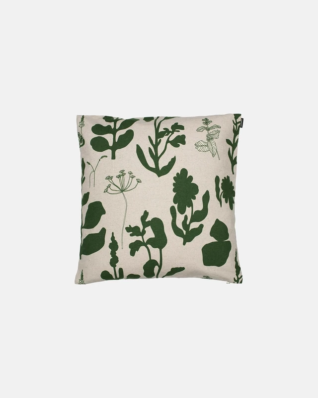 Marimekko Pieni Elokuun Varjot Cotton Pillow Cover (Canvas and Green) – Refine Your Home Décor with Our Square Cushion Cover W/Side Zip Closure — Modern Pillow Covers 20x20 inches