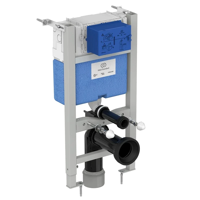 Ideal Standard ProSys Mechanical Wall Hung Toilet Frame and Cistern, 820mm Height, 150mm Depth, Front or top Flush Operation, R014067, Blue/Grey/White