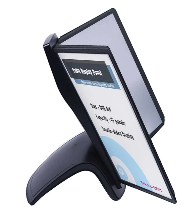 TUKA-i-AKUT Desk Display Board System with 10 Display Panels A4, Table Lectern Display Panel Stand with Panels for Storing Consultation and Presentation Documents, TKD8220 Black