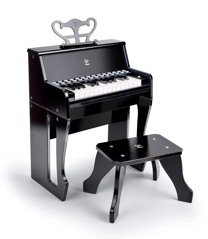 Hape Light Up Keys Piano with Stool Music Toy Age 3+, Black, E0629