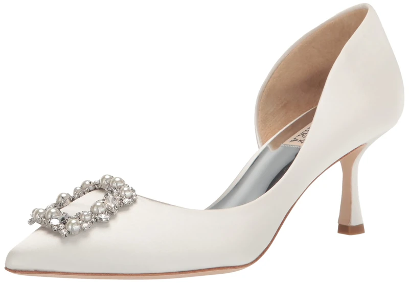 Badgley Mischka Women's Fabia Pump, Soft White Satin, 7.5 UK
