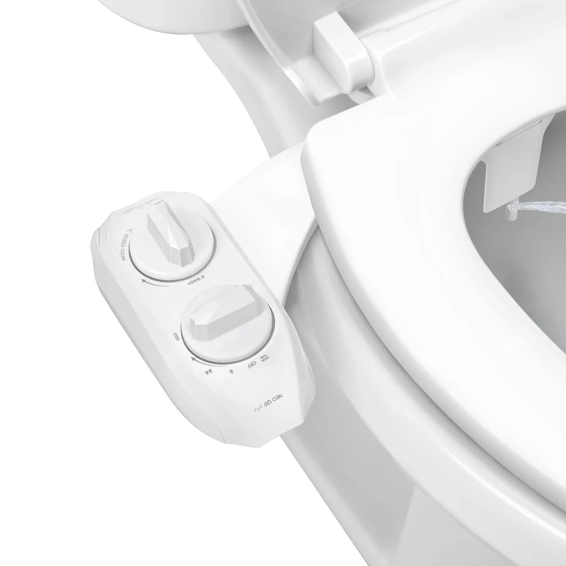 LUXE Bidet NEO 120 Plus - Single Nozzle, Non-Electric Bidet Attachment for Toilet Seat, Patented Slide-In Install, 360° Self-Clean, EZ-Lift to Clean, Rear Wash (White)