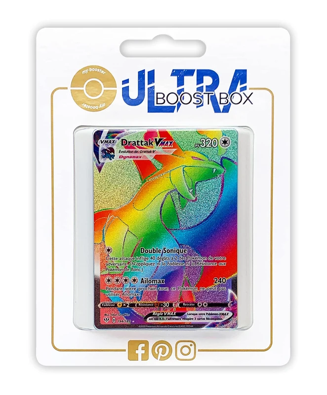 Drattak VMAX (Salamence VMAX) 194/189 Shiny Rainbow - Ultraboost X Epée et Bouclier 3 Ténèbres Embrasées - Box of 10 Pokemon French cards