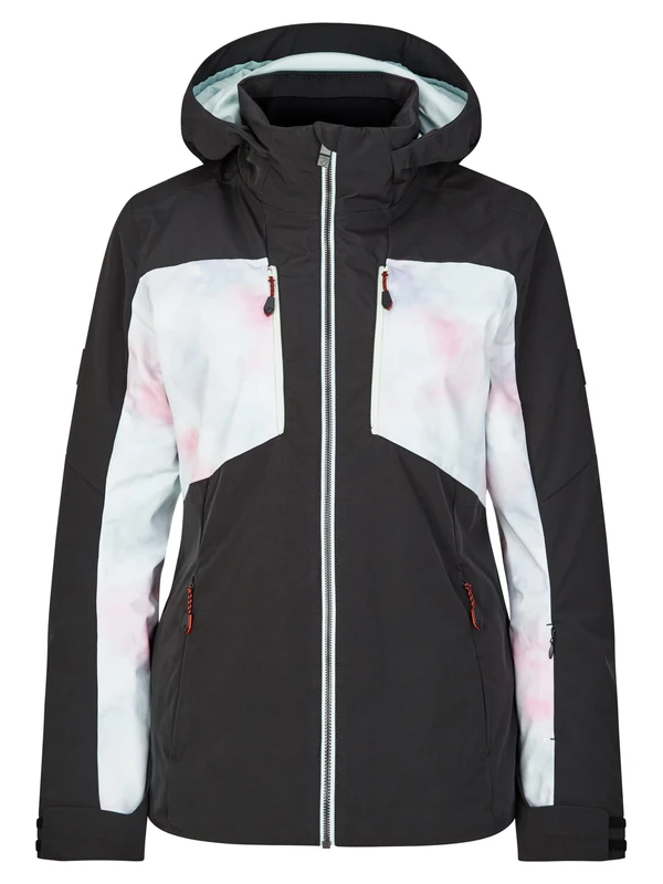 Ziener Women's Tilfa Ski Jacket/Winter Jacket | Warm, Waterproof, PFC Free, Black, Cloudy Rainbow, 40
