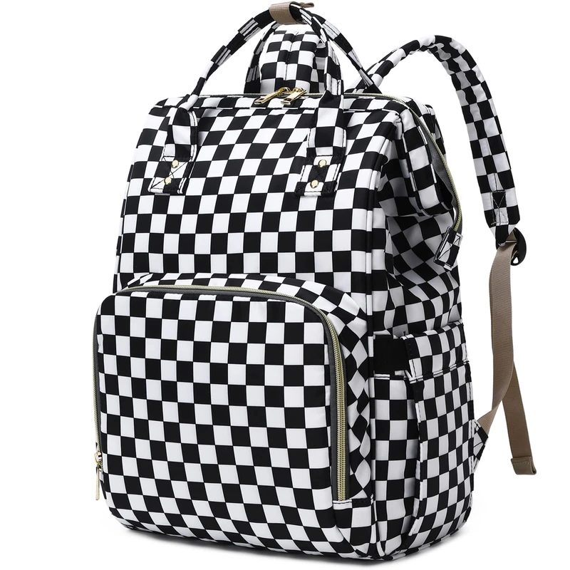 Yusudan Laptop Backpack for Womens Girls, College Backpacks School Bag Bookbag 15.6 Inch Computer Backpack, Checkered, L, Travel Backpacks