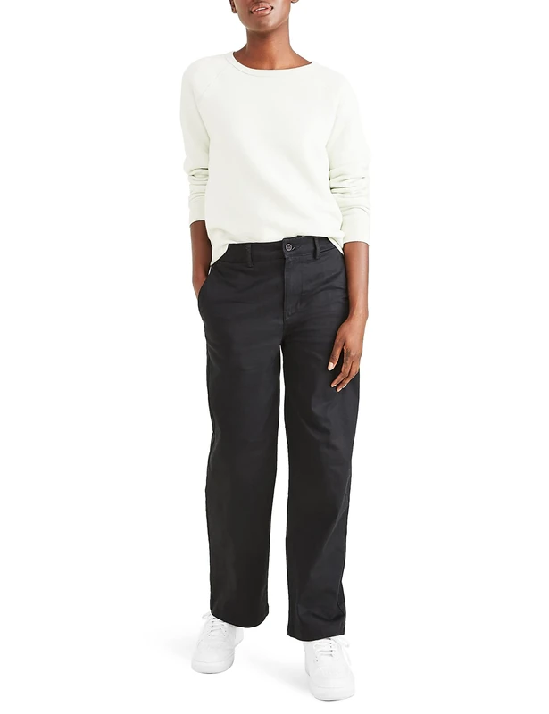 Dockers Women's High Waist Chino Straight Pants, Beautiful Black, 26 UK