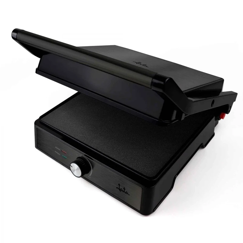 JATA JEGR1913 Double Grill/Electric Grill with 2 Grill Plates 29 x 24 cm Opening 180° Tilting Top Plate Temperature Control Collection Tray - Image 1