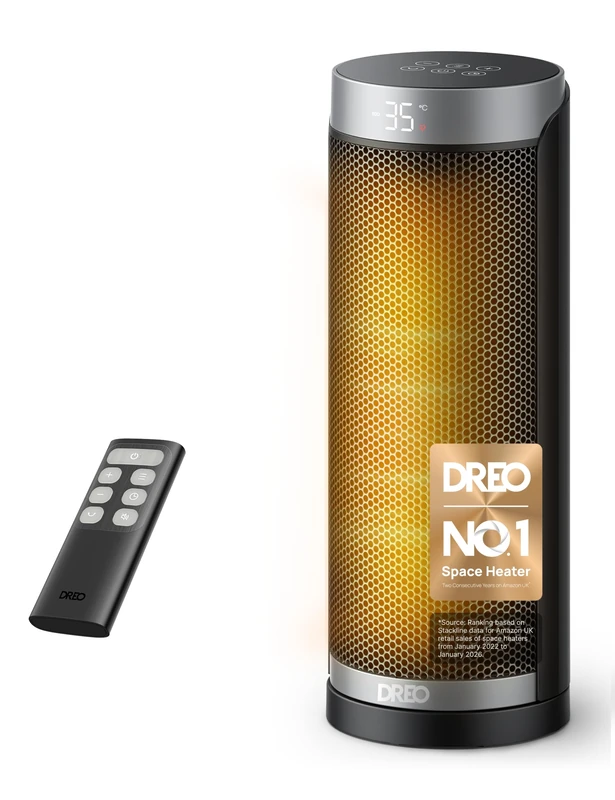 Dreo 16 Inch Space Heater, 1800W Silent Ceramic Electric Heater Low Energy, 3-Mode 3-Speed, Overheating & Tip-Over Protection, 12H Timer, 70° Oscillation, for Home, Silver