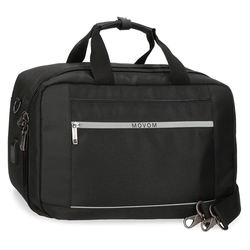 Movom Trimmed Travel Bag Black 40x25x20cm Polyester 20L, Black/White, Travel Bag