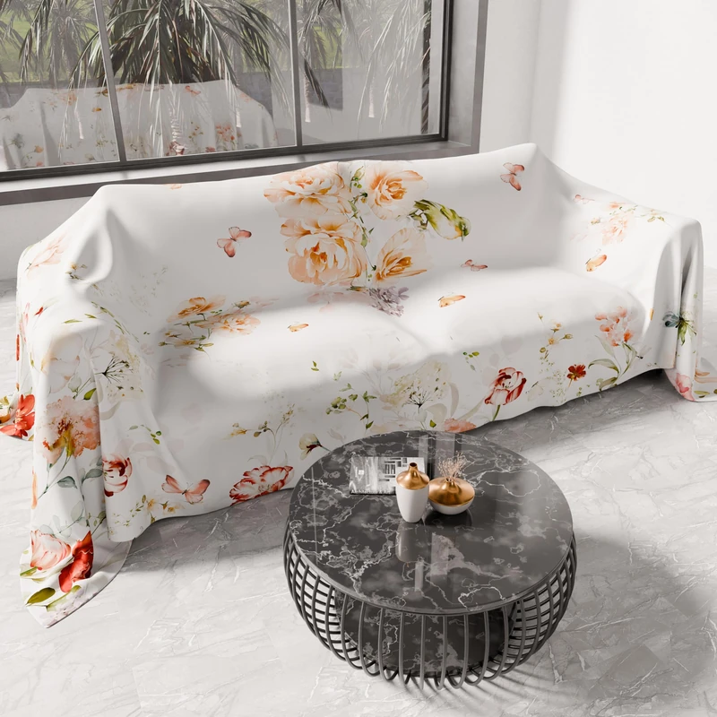 PETTI Artigiani Italiani - Microfibre Sofa Cover 180 x 270 cm, Floral Pattern 06 | Multipurpose for Sofas, Bedspreads and Table Covers | Washable Protective Cover