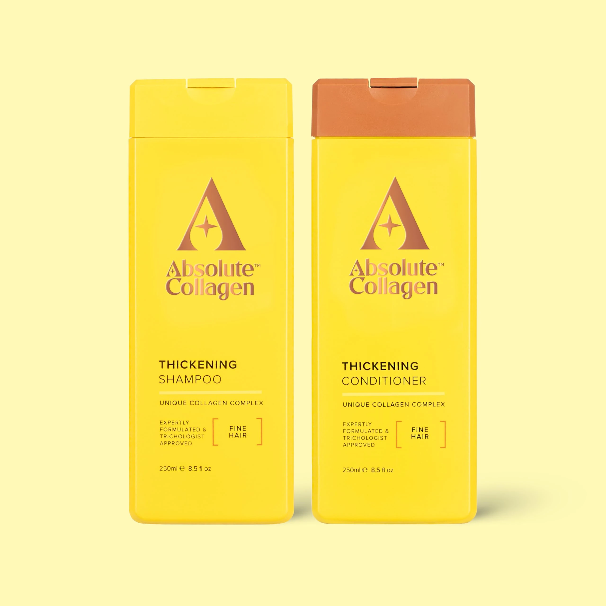 Absolute Collagen - Thickening Collagen Complex Shampoo and Conditioner Set 500ml - For Thin & Fine Hair - Strengthen, Nourish and Volumise - Boost Shine - Fight Signs of Hair Ageing - Paraben Free
