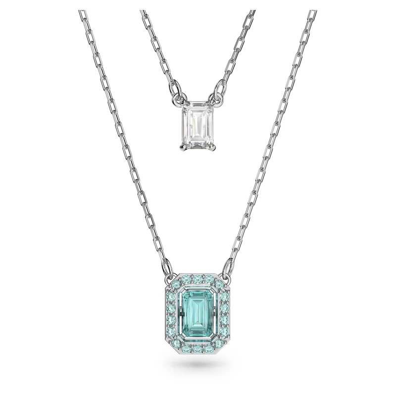 Swarovski Millenia Double Pendant Necklace, Mint Coloured Crystal in a Rhodium Plated Setting, from the Millenia Collection