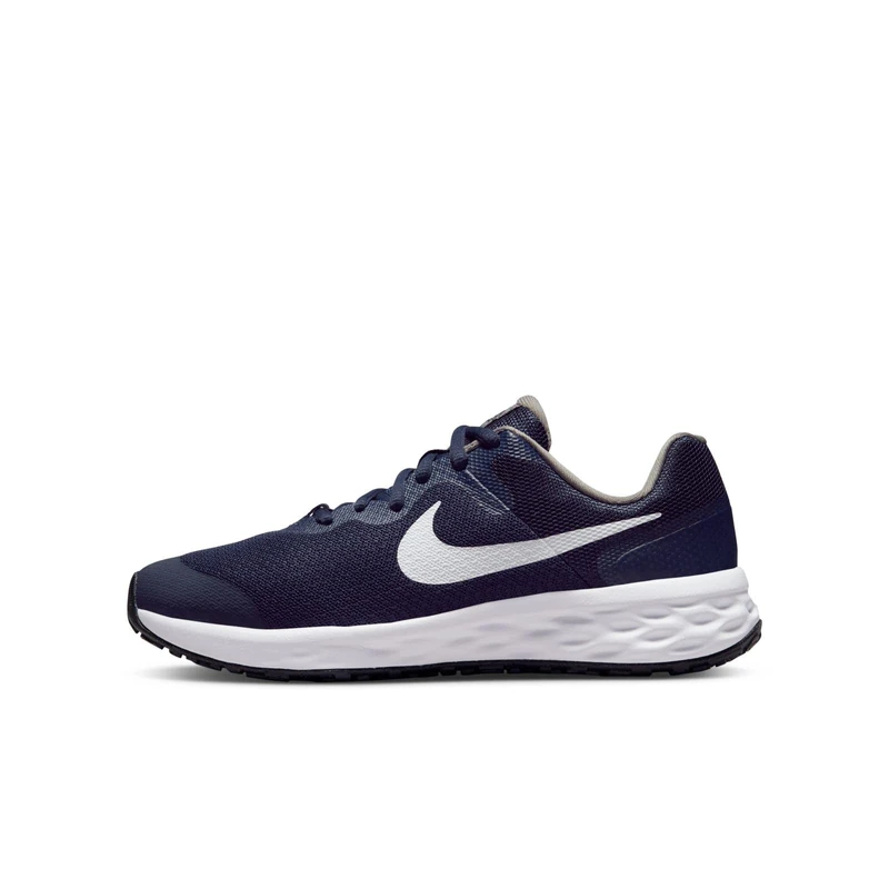 NIKE Boy's Nike Revolution 6 Sneaker Midnight Navy White Flat Pewter 5 UK