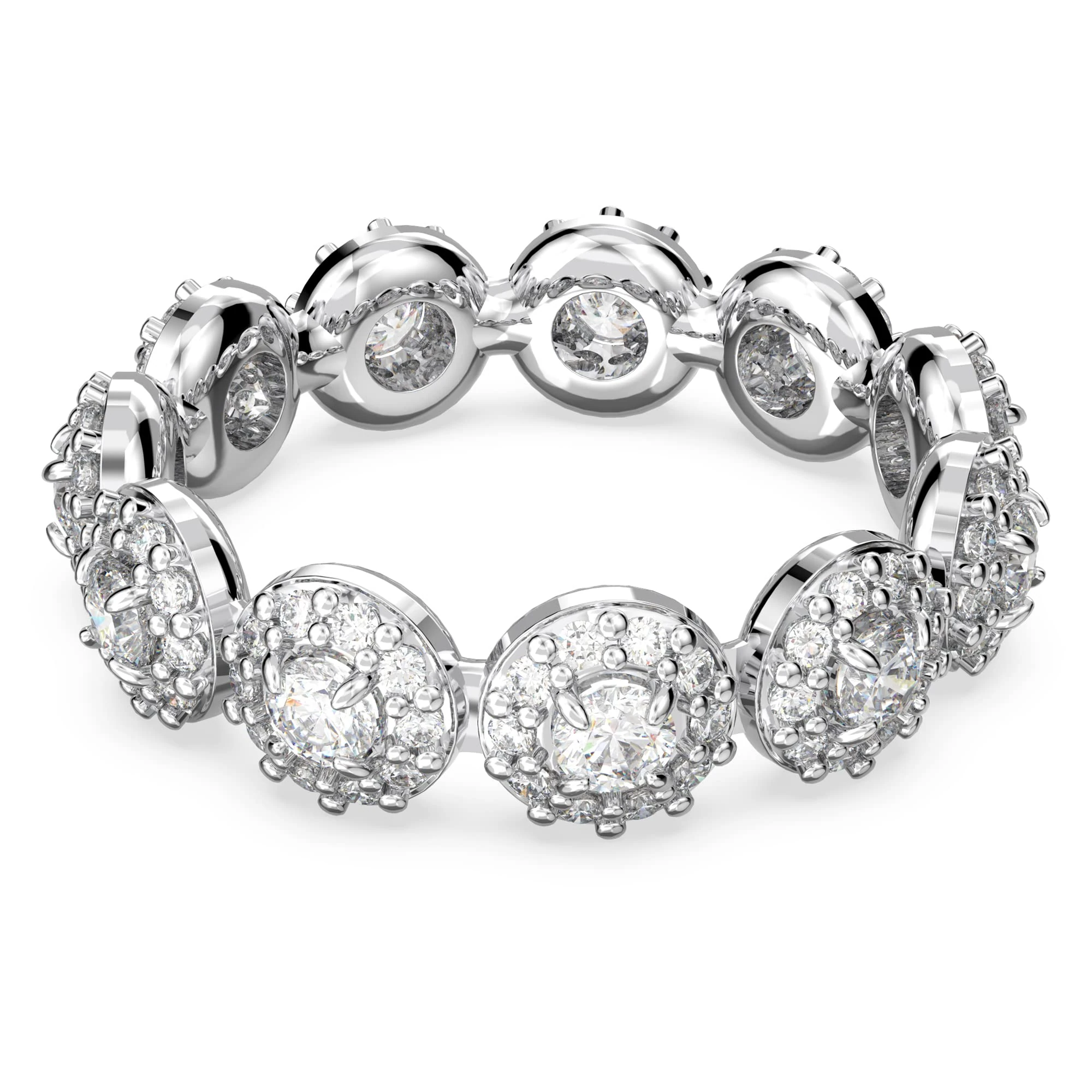Swarovski Constella Ring, White Round Cut and Pavé Crystals in a Rhodium Plated Setting, from the Constella Collection, Size 58