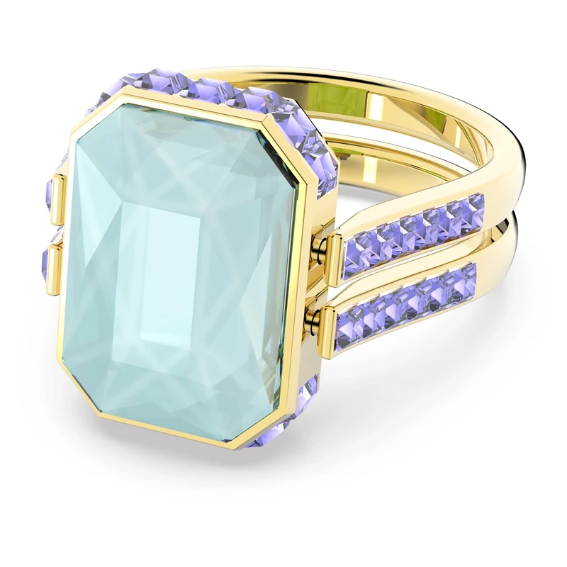 Swarovski Orbita Ring, Reversible Ring, Green Crystals in Two Tonal Shades in a Gold Tone Plated Setting, from the Orbita Collection, Size 50