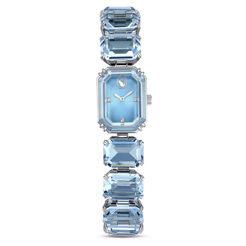Swarovski Bracelet Watch, Blue Octagon Cut Crystals in a Stainless Steel Setting, Inspired by The Millenia Jewellery Collection