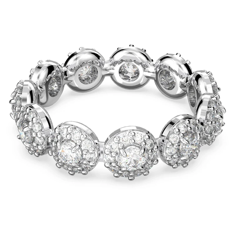 Swarovski Constella Ring, White Round Cut and Pavé Crystals in a Rhodium Plated Setting, from the Constella Collection, Size 60