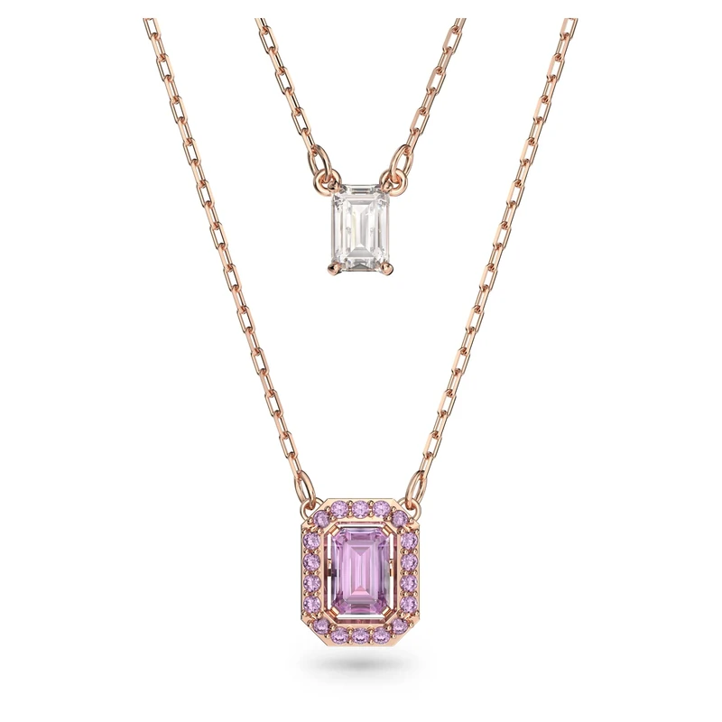 Swarovski Millenia layered necklace, Octagon cut, Rose gold-tone plated