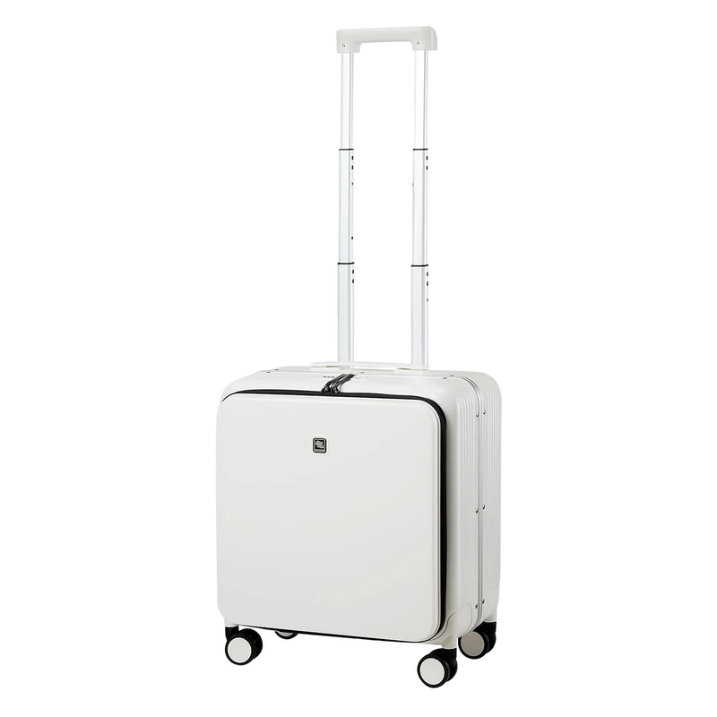 Hanke Upgrade Carry On Luggage Cabin Suitcase, 24'' Medium Size with Front Laptop Pocket, TSA Suitcase Locks Travel Rolling Luggage Aluminum Frame PC Hardside with Spinner Wheels(Smoke White)