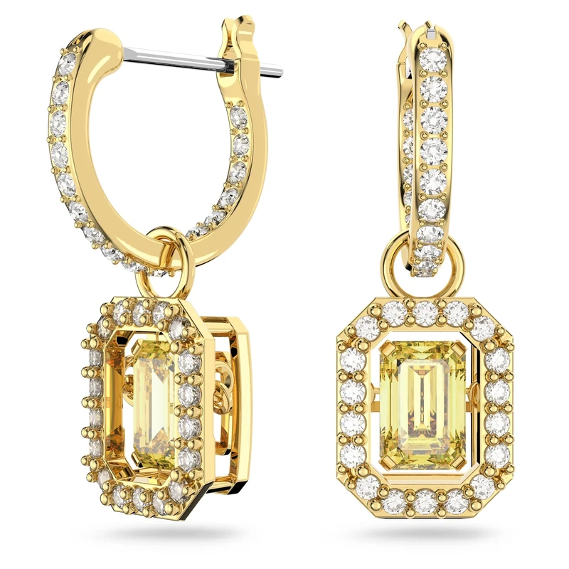 Swarovski Millenia Drop Earrings, Yellow and Clear Coloured Crystal in a Gold Tone Plated Setting, from the Millenia Collection