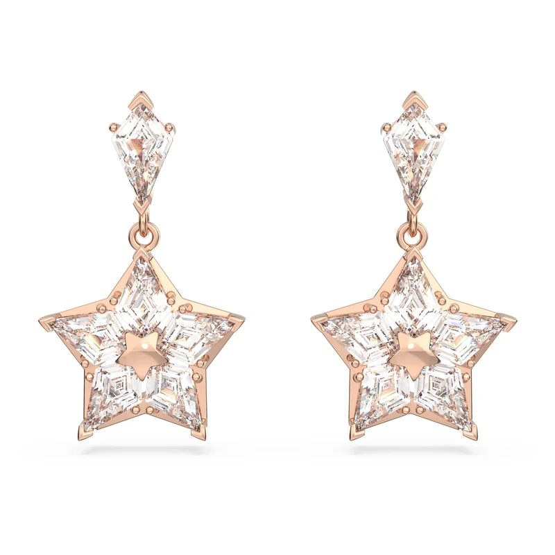Swarovski Stella Star Earrings, Clear Crystals in a Rose Gold Tone Plated Setting, from the Stella Collection