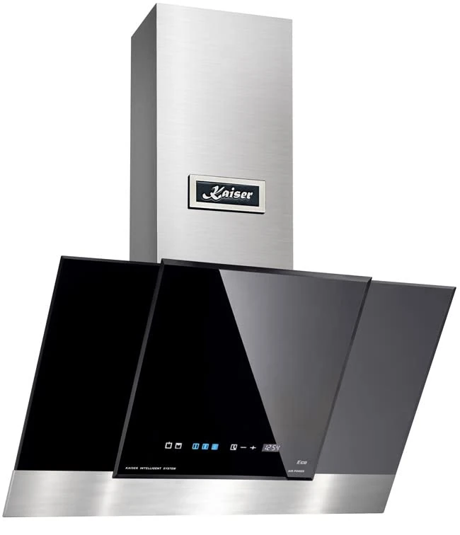 Kaiser AT 8438 F Eco | Grand Chef 80cm Cooker Hood | Black & Silver Wall Mounted Chimney Kitchen Extractor Fan