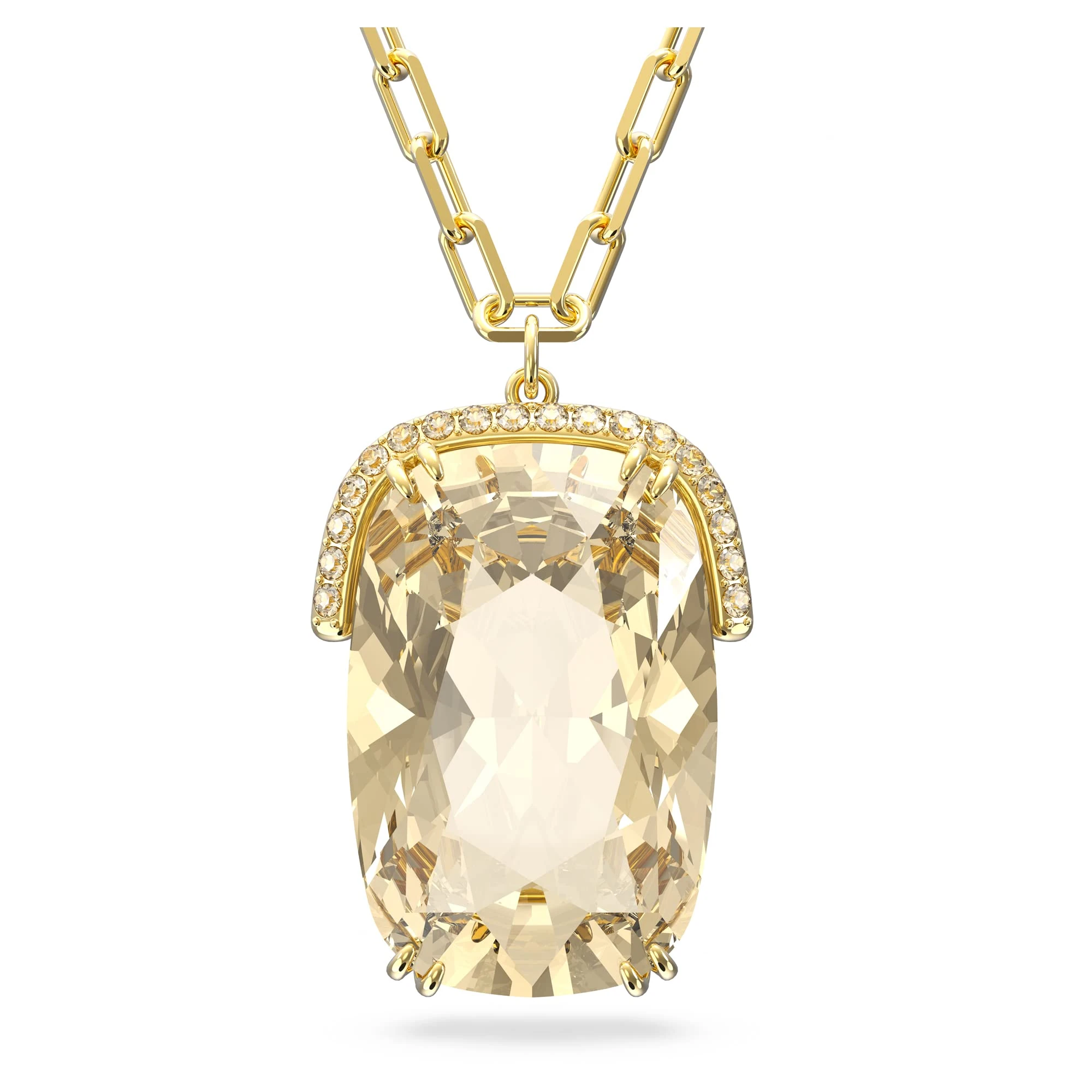 Swarovski Harmonia Pendant Necklace, Yellow Cushion Cut Crystal in a Yellow Gold Tone Plated Setting from the Harmonia collection