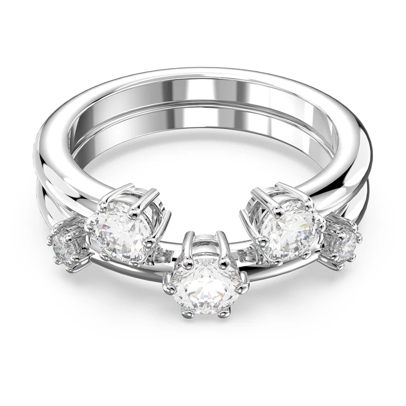 Swarovski Constella Cocktail Ring, White Zirconia Crystals in a Rhodium Plated Setting, from the Constella Collection, Size 52