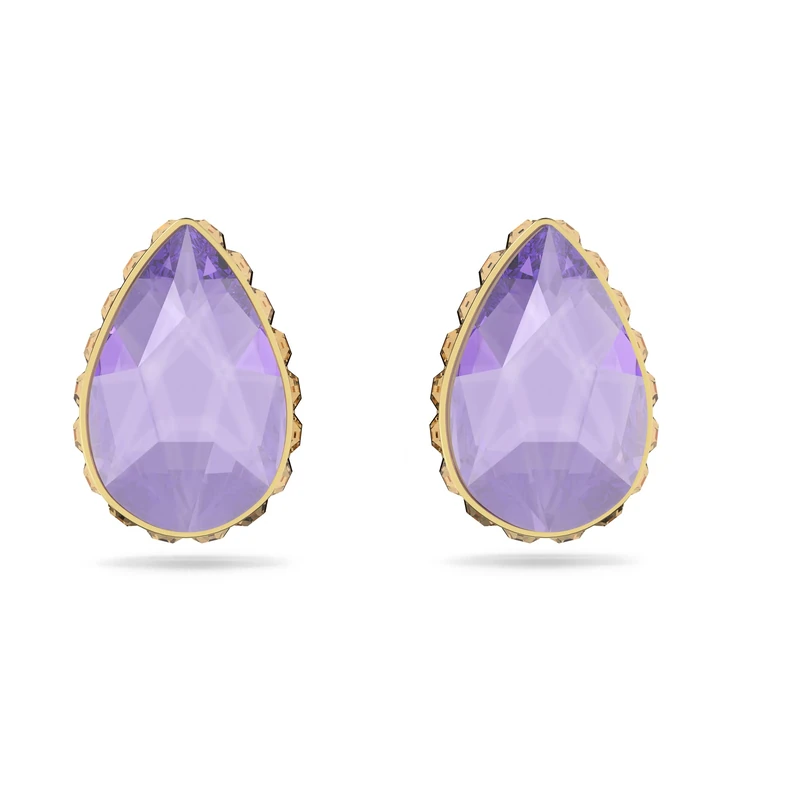 Swarovski Orbita Stud Earrings, Purple Crystal in a Gold Tone Plated Setting, from the Orbita Collection