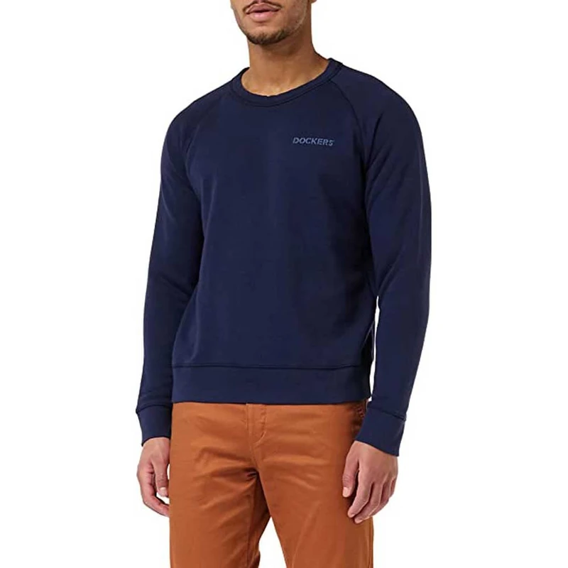 Dockers Men's ORIGINAL CREWNECK SWEATSHIRT TOPS, STENCIL NAVY BLAZER (vintage indigo), L