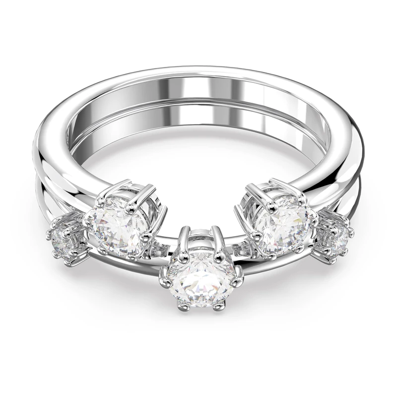 Swarovski Constella Cocktail Ring, White Zirconia Crystals in a Rhodium Plated Setting, from the Constella Collection, Size 60