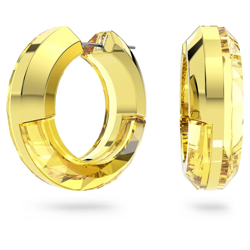 Swarovski Hoop Earrings, Fully Cut Yellow Crystal with a Subtle Aluminium Fastener, from the Lucent collection