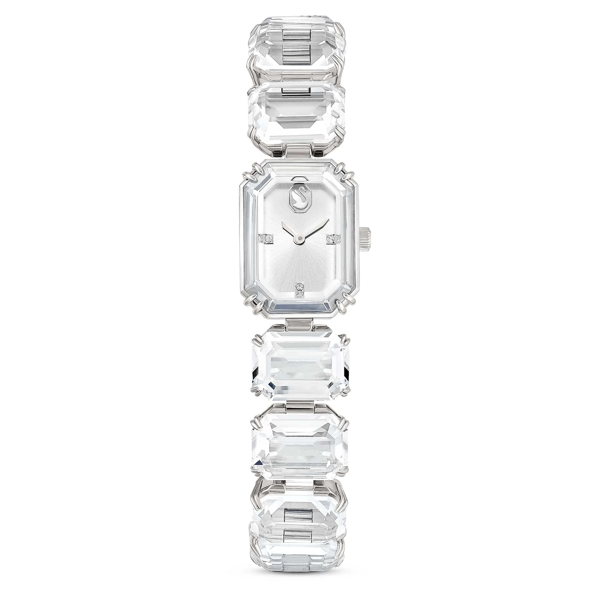 Swarovski Bracelet Watch, Sapphire Glass Centrepiece with Octagon Cut Clear Crystals, Stainless Steel Setting, Inspired by The Millenia Jewellery Collection