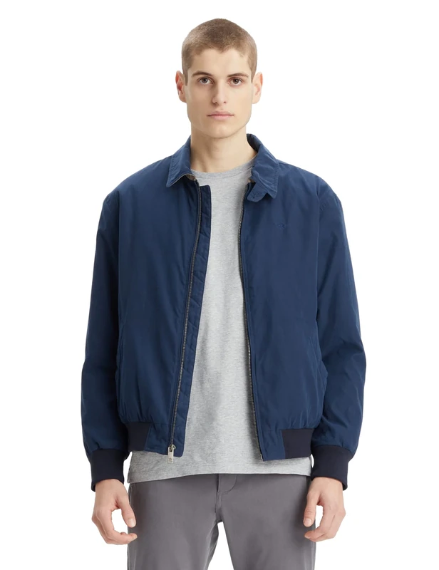 Dockers Men's Microtwill Relaxed Deck Bomber, Navy Blazer, L