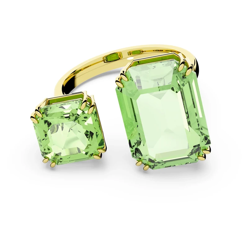 Swarovski Millenia Cocktail Ring, Green Octagon Cut Crystals and Gold Tone Plated, from the Millenia Collection, Size 58