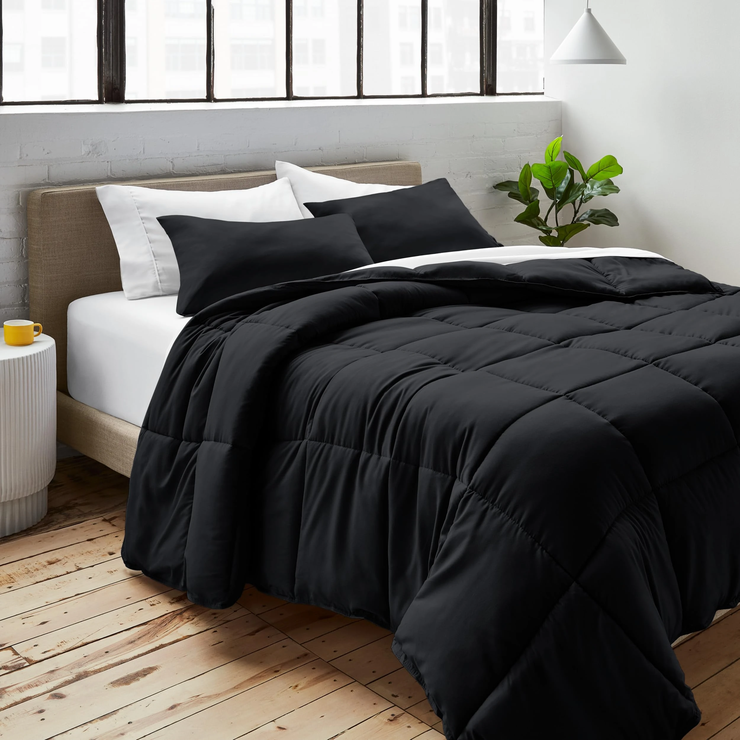 Bare Home Duvet Insert Single Size - Premium 1800 Ultra-Soft Duvet Insert - 6.4 TOG - All Season Warmth Quilt - Comforter Set with 1 Pillowcase (Single, Black)