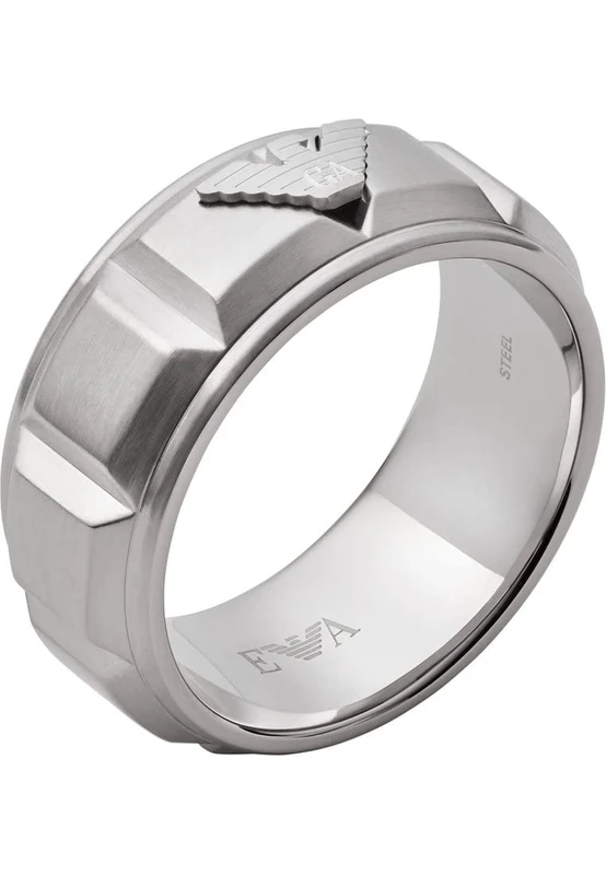 Emporio Armani 32021037 Men's Ring Stainless Steel, 63, Stainless steel, No gemstone, EGS290804010, silver