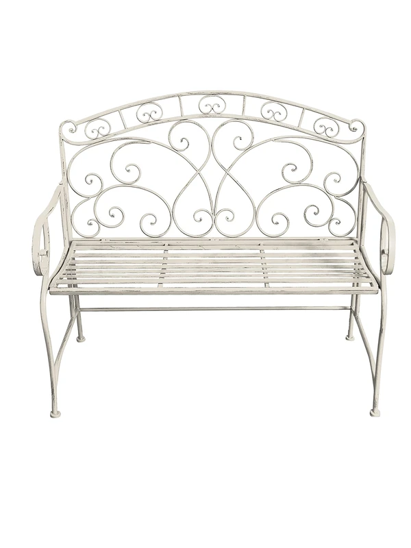 ASPECT Garden Bench, Metal, Antique White, 104(W) x55(D) x94(H) cm