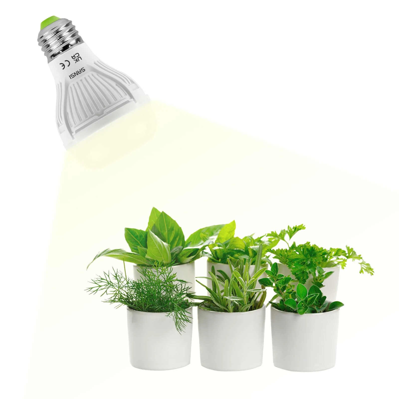 SANSI 10W LED Grow Light for Indoor Plants, 150W Equivalent Full Spectrum LED E27 Plant Grow Light Bulb with Frosted Lens (PPF: 16μmol/s, 120° Beam Angle, Veg Coverage: 2x1 Sq Ft)