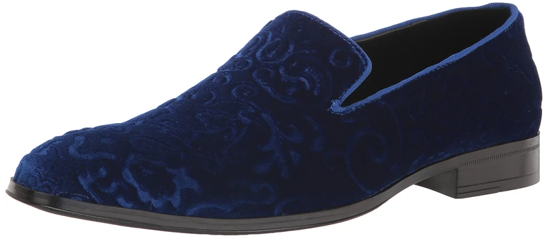 Stacy Adams Men's Saunders Velour Slip on Loafer, Royal, 10 UK