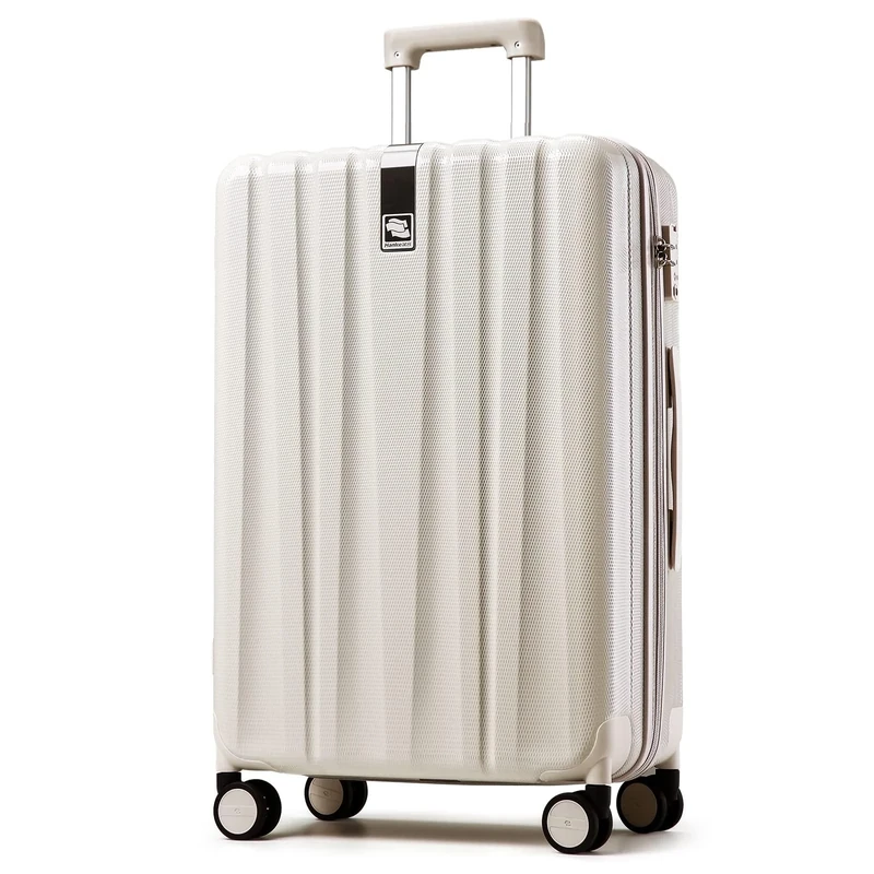 Hanke Large Suitcase 29 Inch Checked in Hardshell Suitcase 4 Wheels Rolling Hand Luggage & TSA Lock Checked Suitcases Travel Cases for Holiday (Ivory White)