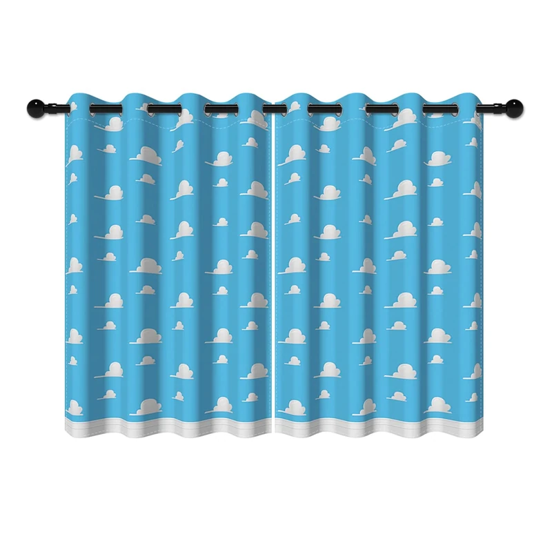 YONGFOTO 140x229cm Cartoon Cloud Curtains for Kids Bedroom, Dreamy Fluffy Baby Blue Cloud Modern Minimalist Blackout Window Drapes with Eyelet for Nursery, 2 Panels