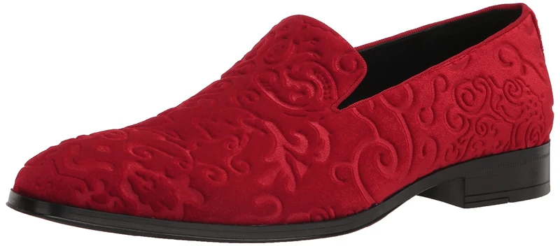 Stacy Adams Men's Saunders Velour Slippers Loafer, Red Excursion Plain Getaway Solids, 10.5 UK