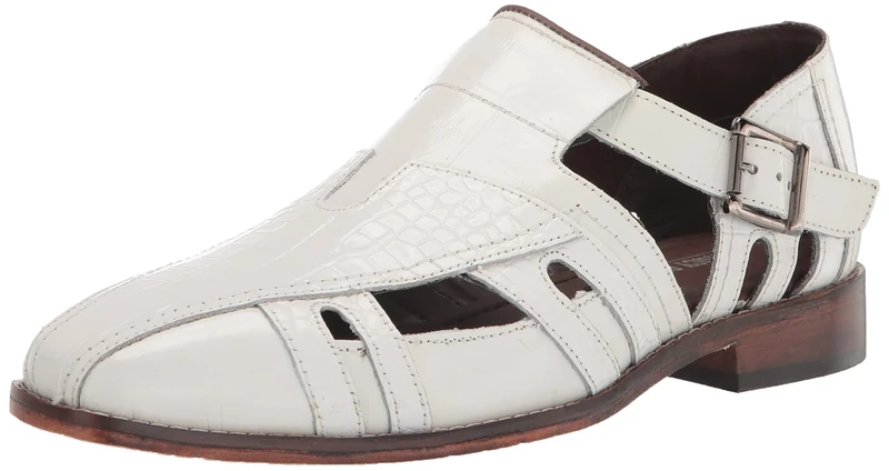 STACY ADAMS Men's Calvino City Sandal Flat, White, 5.5 UK