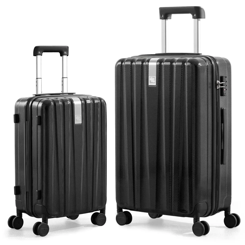 Hanke Suitcase Set Hard Shell Suitcase Cabin Size 4 Wheel Cabin Suitcase Carry-ons & Suitcase Large 29 Inch, 2 Piece Luggage Set Carry on Suitcases Cabin Checked Hand Luggage with TSA Lock (Black)