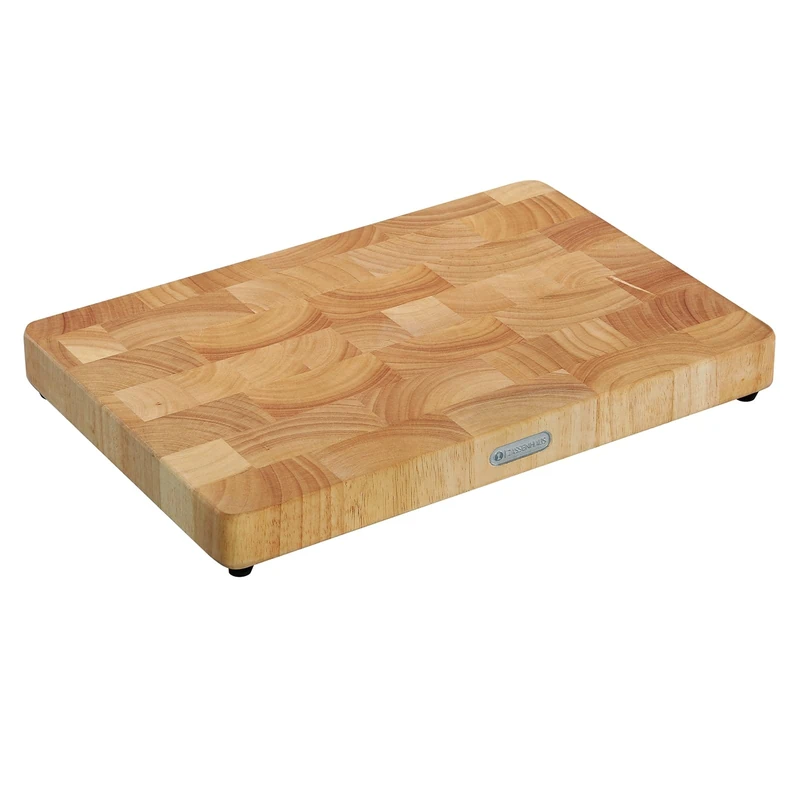 Zassenhaus Chopping Block Made of high-Quality end Wood, Rubber Tree, Light, 45 x 30 x 4.5 cm, with Non-Slip feet, end Wood Chopping Board, Wood, Wooden Board, Kitchen, Steak Board