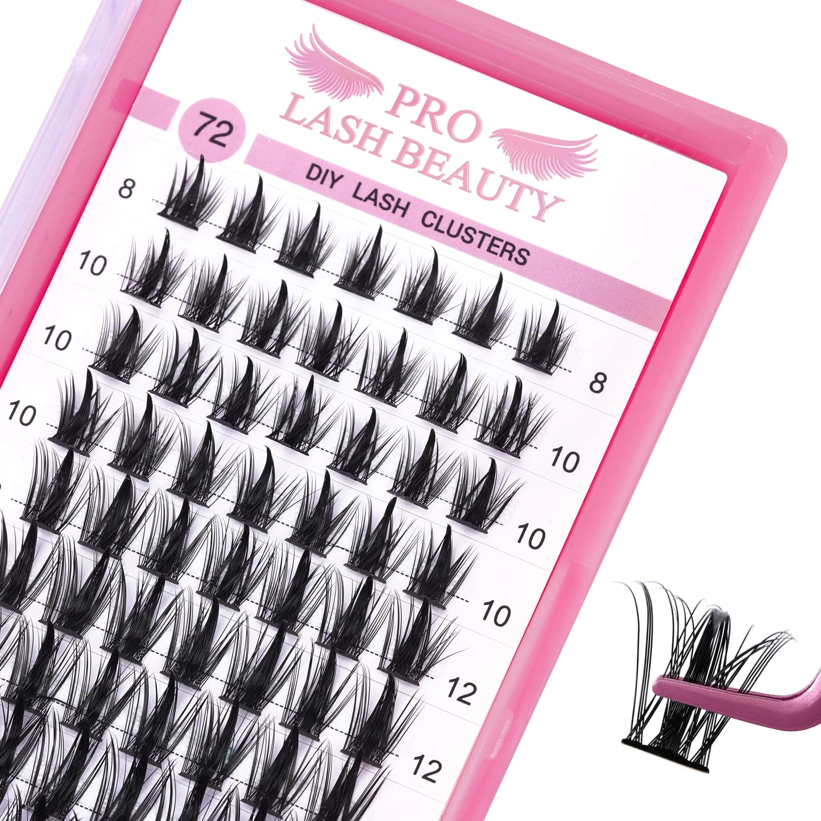 Cluster Lashes 72 Pcs Lash Clusters DIY Eyelash Extension Individual Lashes Flirt D-8-16mix Thin Band Easy to Apply at home Lashes(Flirt,D-8-16mix)
